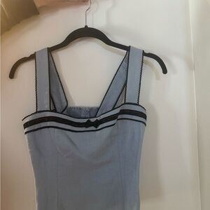 Reformation Light Blue Dress with Black Trim